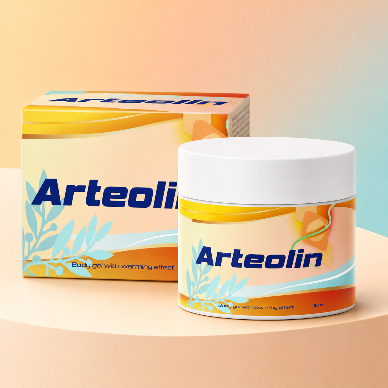 Biela dóza gélu Arteolin a jej papierová krabička